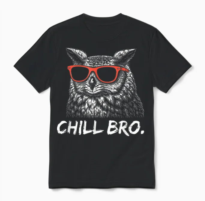 Chill Bruh โ Lustiger Eule Mit Sonnenbrille Unisex T-Shirt in Black