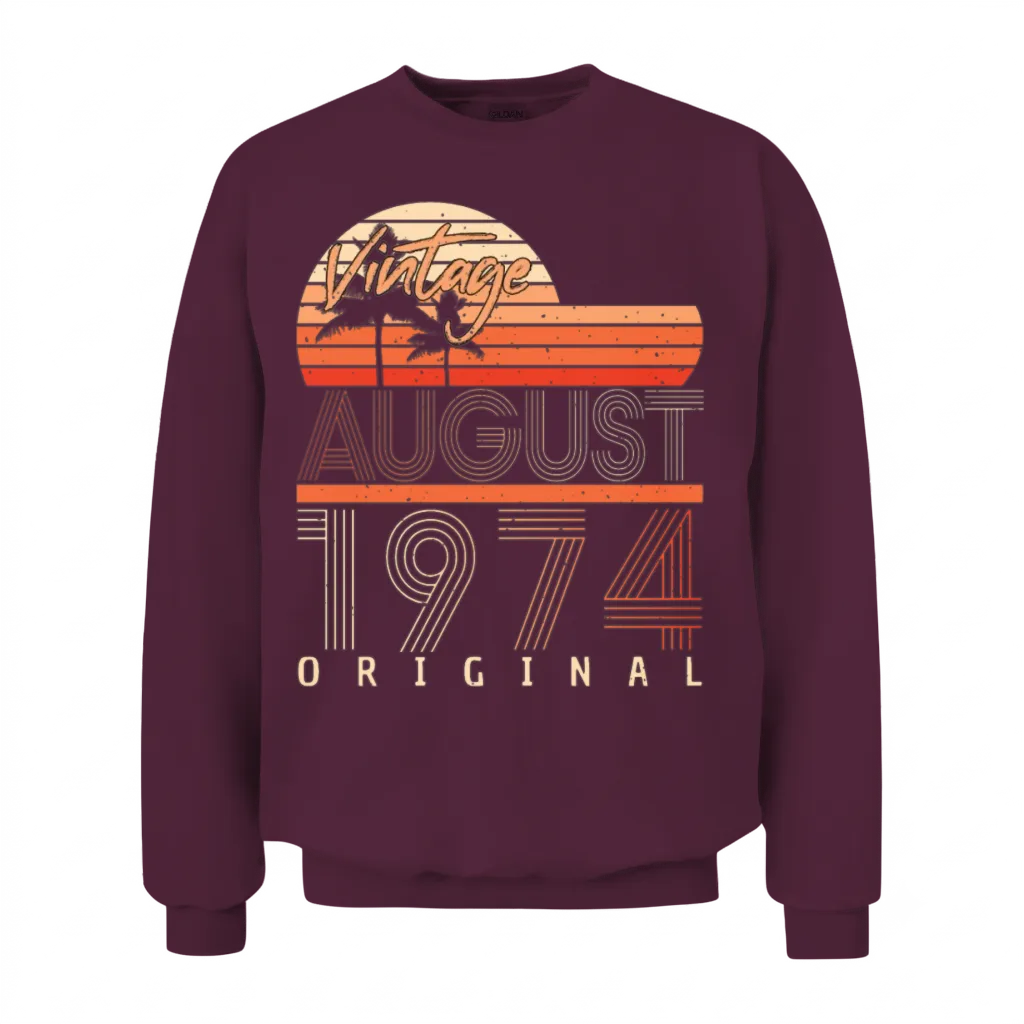 Retro 1974 August Unisex Sweatshirt - Maroon