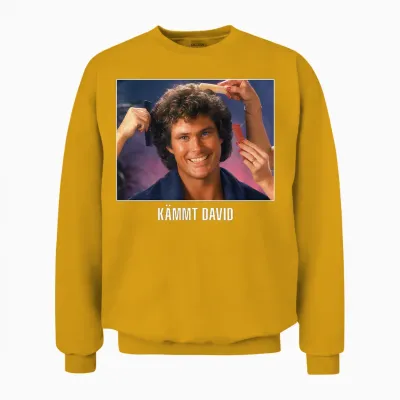 Kämmt David 80s Retro Vintage Tv Kitt Star Camp Funny Fun Unisex Sweatshirt - Gold