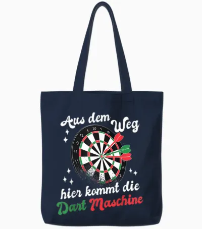 Aus Dem Weg Hier Kommt Dart Machine T-Shirt, Black, S Tote Bags - Navy