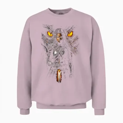 Furchtlose Drachen Heldin Mit Schwert Und Fantasy Drache Unisex Sweatshirt - Light Pink