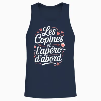 Women's Aperitif Humour Girlfriends and the Aperitif First Unisex Tank Top - Navy