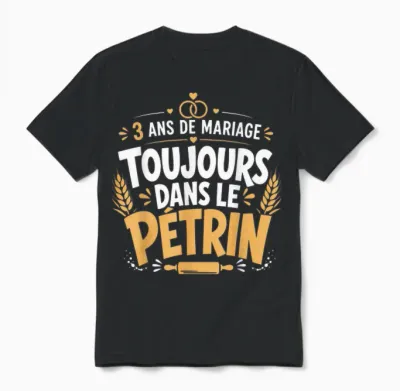 Cadeau Noces De Froment Anniversaire 3 Ans De Mariage Humour Unisex T-Shirt - Black