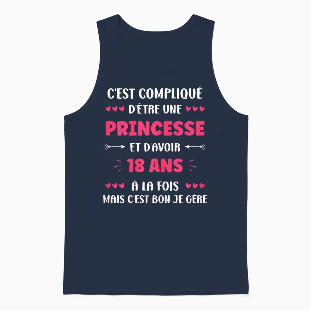 Girl 18 Years Funny Princess Birthday Teen 18 Years T-Shirt, Black, Female X-Small Unisex Tank Top in Navy