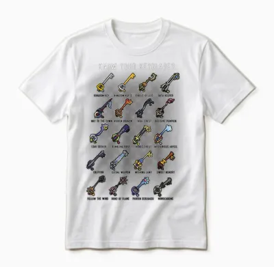 Disney Kingdom Hearts Know Your Keyblade T-Shirt Small Unisex T-Shirt - White