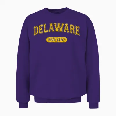 Retro Delaware 1787 Distressed Unisex Sweatshirt - Purple