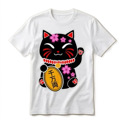 Lucky Cat. Japanese Cat. Statue of Japanese Cat Unisex T-Shirt - White