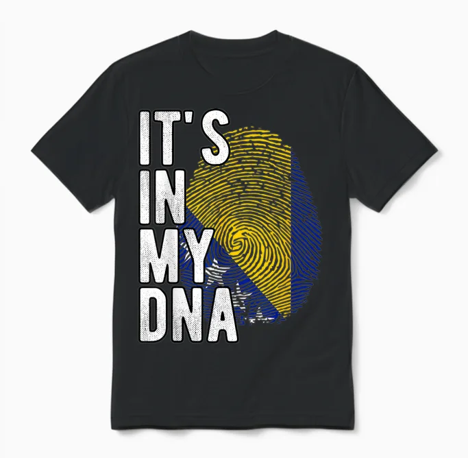 Funny It's in My Dna Bosnien-Herzegowina-Flagge Fingerabdruck Unisex T-Shirt in Black