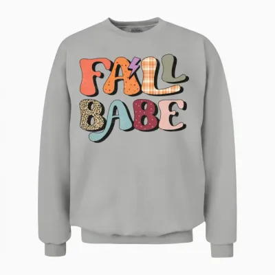 Fall Babe Retro Typography Unisex Sweatshirt - Ash