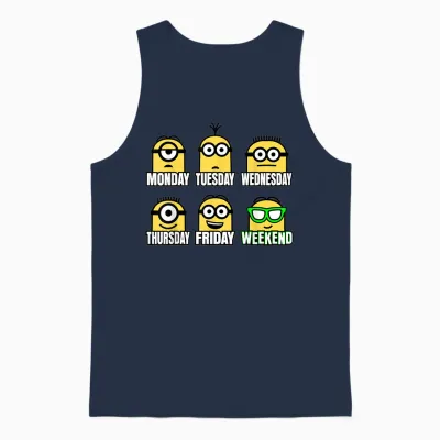 Despicable Me Minions Throughout the Week Unisex Tank Top - Navy