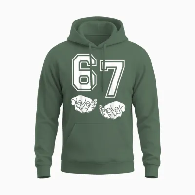 67 Nummer Sechzig Hände Lustiges Meme Varsity Matching Unisex Hoodie - Military Green
