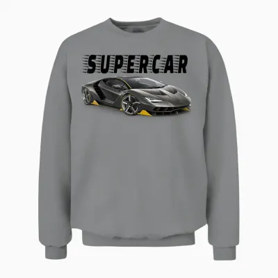 Super Italian Car T-Shirt, Blue Unisex Sweatshirt - Sport Grey