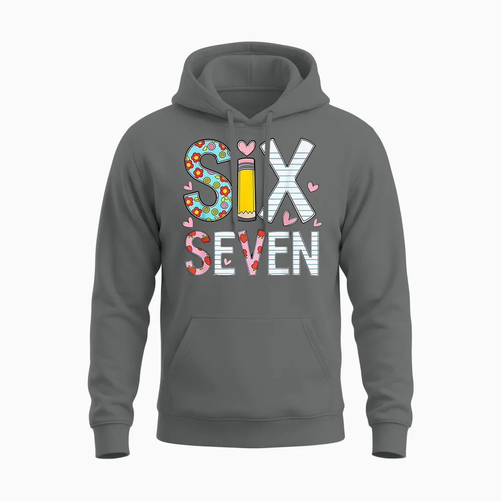 Funny Six Seven 6 7 Meme Teacher Design for Men Women Girls Unisex Hoodie in Graphite Heather