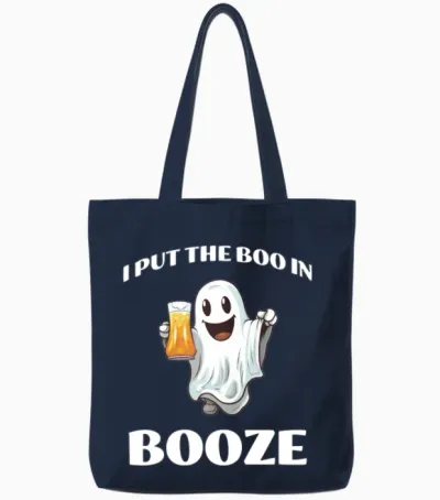 Funny Halloween Drinking Tote Bags - Navy