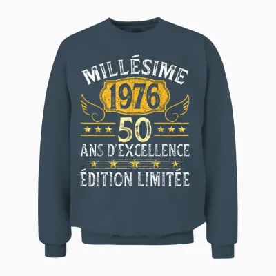 Vintage 1976 50 Years Birthday Man Woman Vintage 1976 Unisex Sweatshirt - Dark Heather