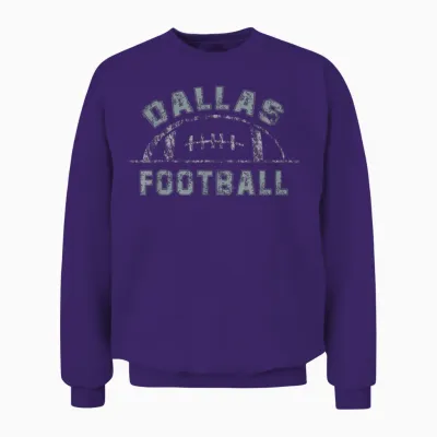 Dallas Football | End Zone Game Day Distressed Vintage Unisex Sweatshirt - Purple