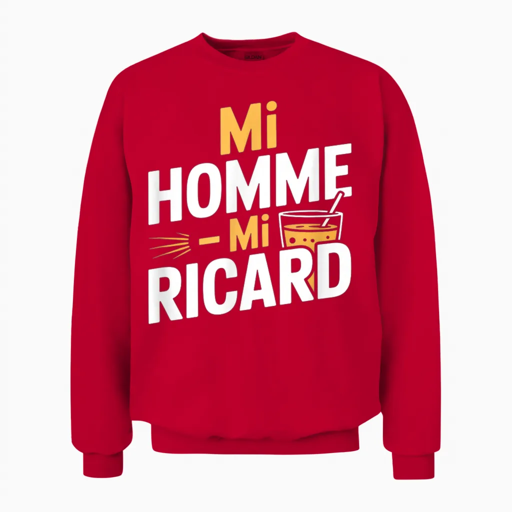Mi Homme Mi Ricard Humour Aperitif Unisex Sweatshirt in Red