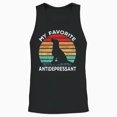 Dog Antidepressant - Dog Lover Funny Unisex Tank Top - Black