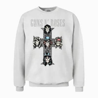 Guns N' Roses Official Vintage Cross Unisex Sweatshirt - White