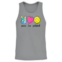 Peace Love Pickleball Womens Funny Pickleball Unisex Tank Top - Sport Grey – 2