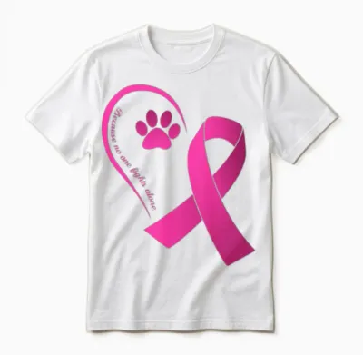 Because No One Fights Alone Dog Paws Breast Cancer Unisex T-Shirt - White