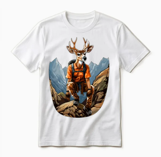 Deer Mountaineering / Hiking Deer Unisex T-Shirt in White