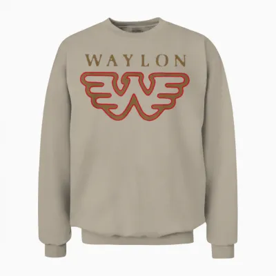 Waylon Jennings - Official Merchandise - Flying W Logo Unisex Sweatshirt - Sand