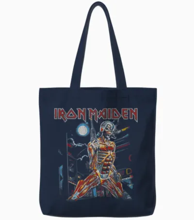Iron Maiden - Vintage Cityscape Tote Bags - Navy