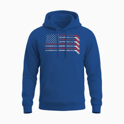 Ice Hockey Sticks Us Flag Patriotic Player Men Boys Unisex Hoodie - Royal