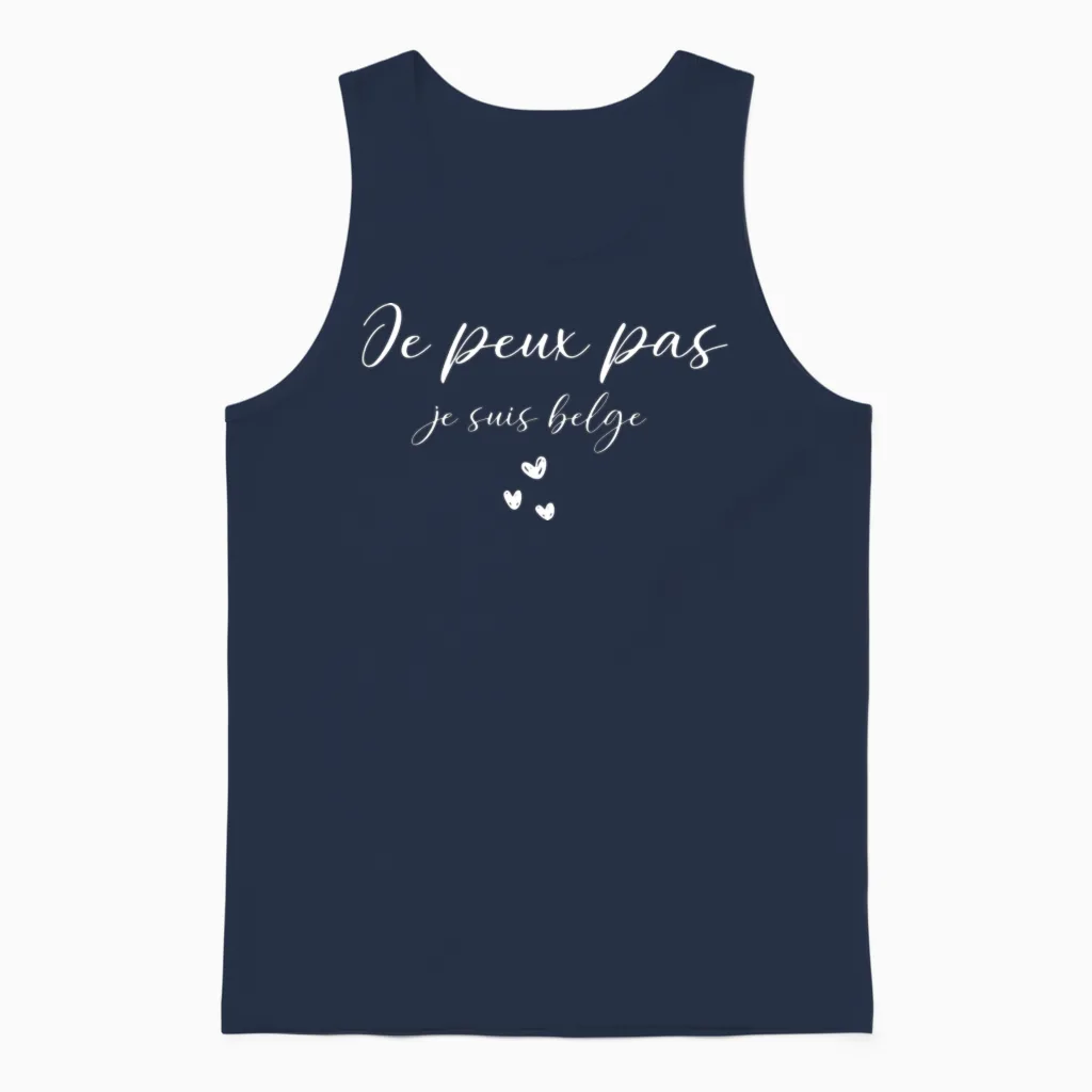 Je Peux Pas Je Suis Belge Unisex Tank Top in Navy