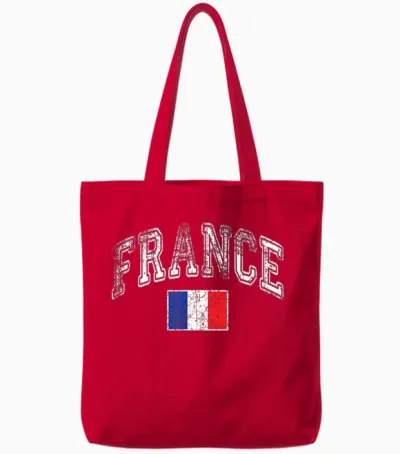 France Flag Vintage Tote Bags - Red
