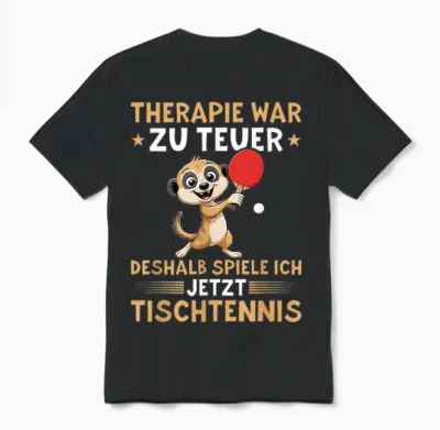 Therapie War Zu Teuer - Lustiges Tischtennis Erdmännchen Unisex T-Shirt - Black
