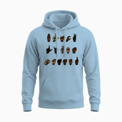 Blm Sign Language Unisex Hoodie - Light Blue
