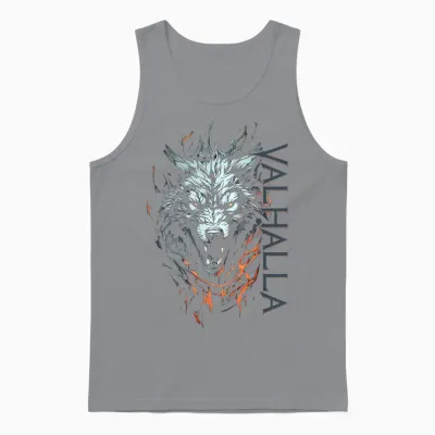 Walhalla Wolf Wolves Odin's Companion Geri and Freki Viking T-Shirt, Black Unisex Tank Top - Sport Grey