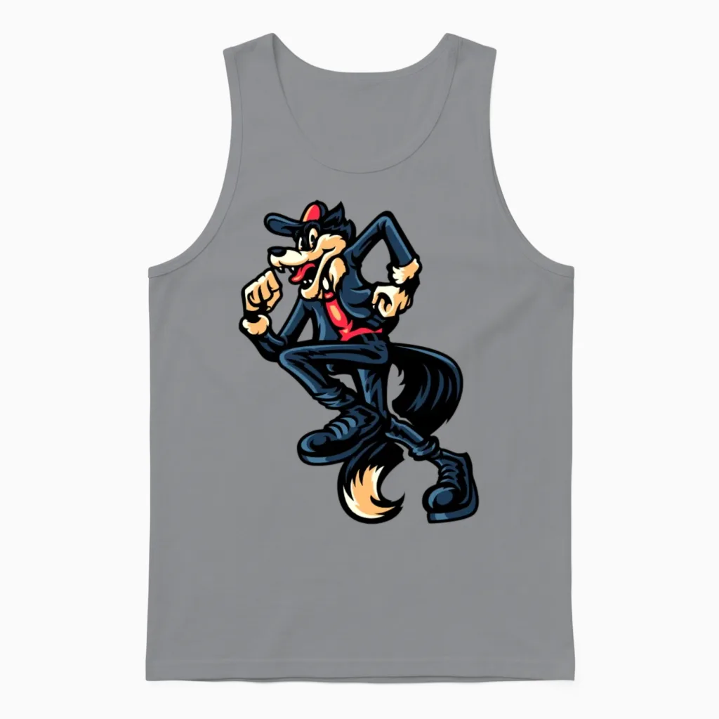 Retro Dancing Wolf Wildlife Gift Unisex Tank Top in Sport Grey