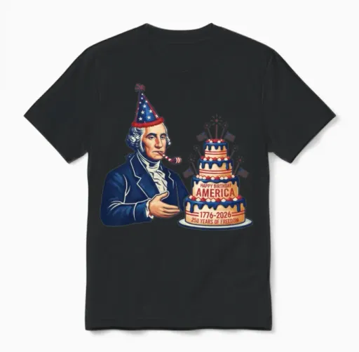 Founding Patriot Birthday Cake Unisex T-Shirt in Black