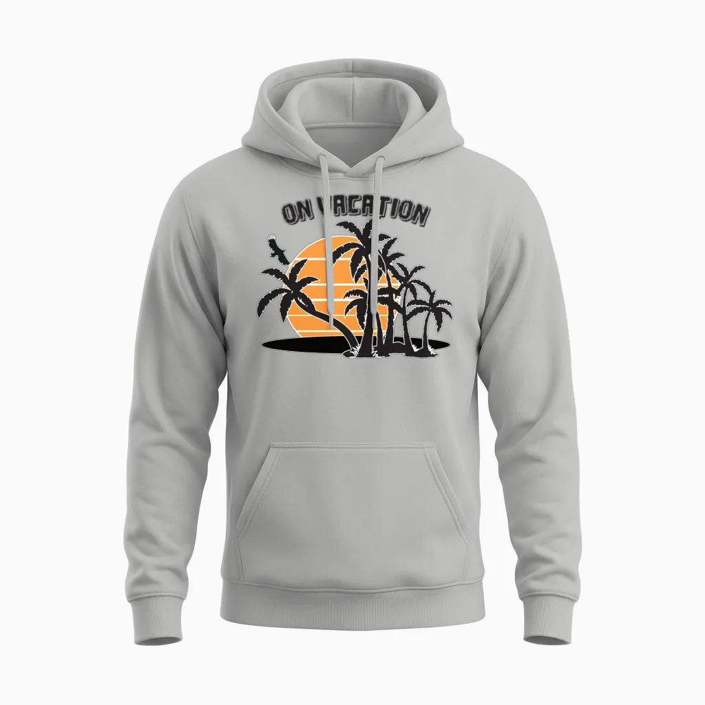 On Vacation Tshirt Design Summer Unisex Hoodie in Ash