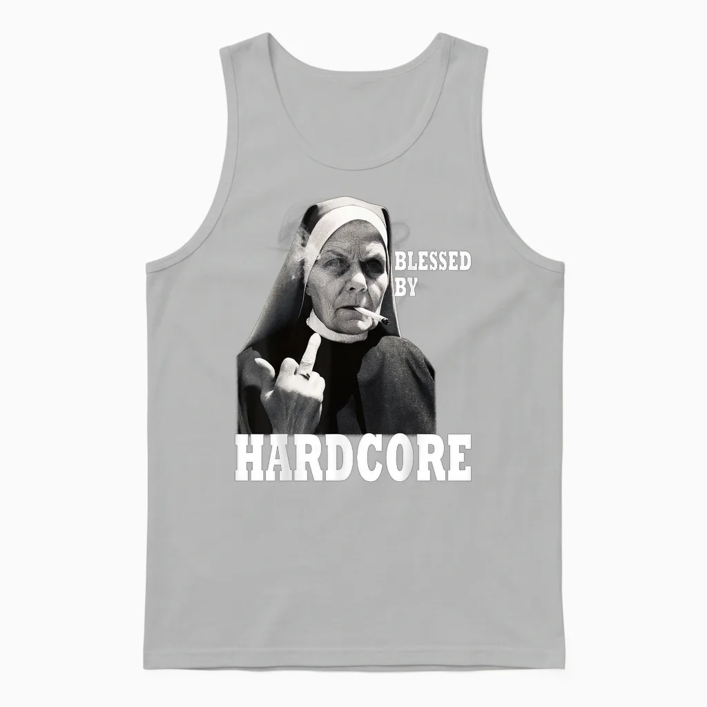 Techno Nun Hardcore Gabber T-Shirt, Black, S Unisex Tank Top in Ash