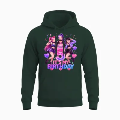 Kids It's My 5th K Pop Birthday Girl 5 Year Old K-Pop Bday Unisex Hoodie - Forest