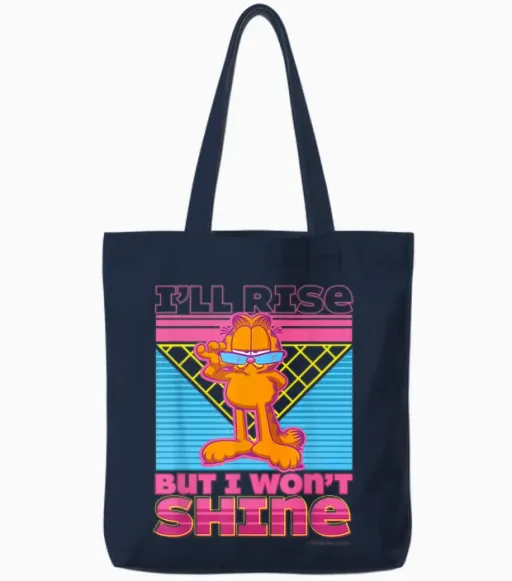 Garfield – I'll Rise but I Won't Shine Cool Chat Tote Bags in Navy