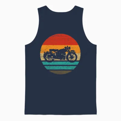 Motorcycle Retro Style Vintage Unisex Tank Top - Navy