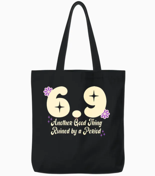 Funny 69 T-Shirt, Inappropriate Adult Humor Retro Tote Bags in Black