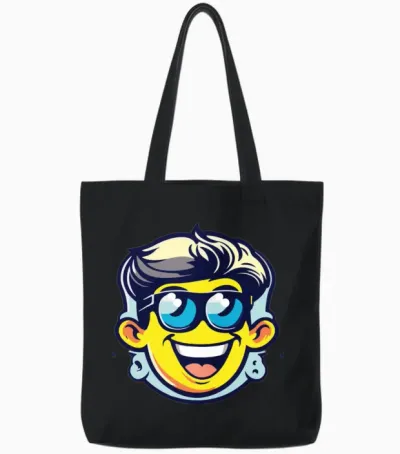 Cartoon Funny Men Tote Bags - Black