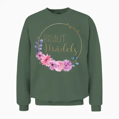 Braut Mädels Junggesellenabschied Hochzeit Rosa Blumen Unisex Sweatshirt - Military Green