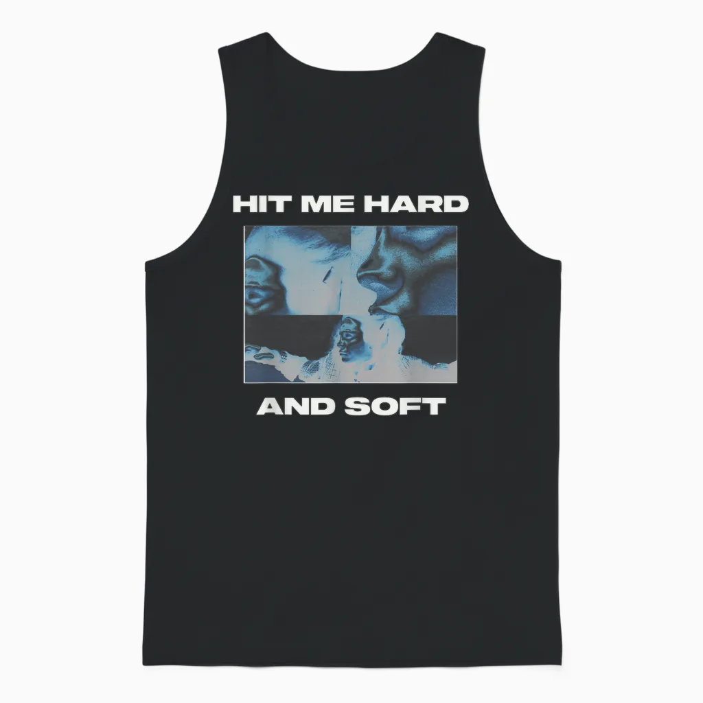 Official Billie Eilish Hit Me Hard and Soft Blue Reverse T-Shirt, Blue, S Unisex Tank Top in Black