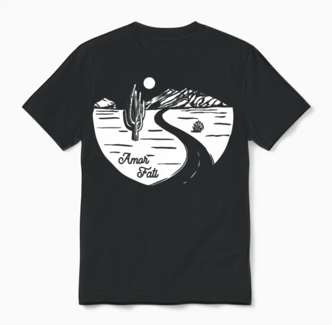 Stoic Quote Amor Fati Desert Night Sky Unisex T-Shirt - Black