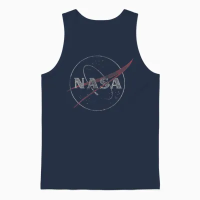 Nasa Retro Distressed Bug Logo Space Exploration Science Unisex Tank Top - Navy