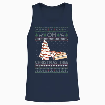 Oh Christmas Tree Cakes Debbie Becky Jen Cake Lovers Xmas Unisex Tank Top - Navy