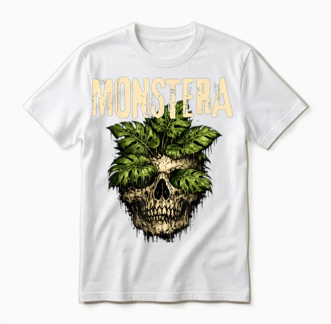Monstera Crâne Drôle Amoureux Plante Grunge Jardinier Femme Homme Unisex T-Shirt in White