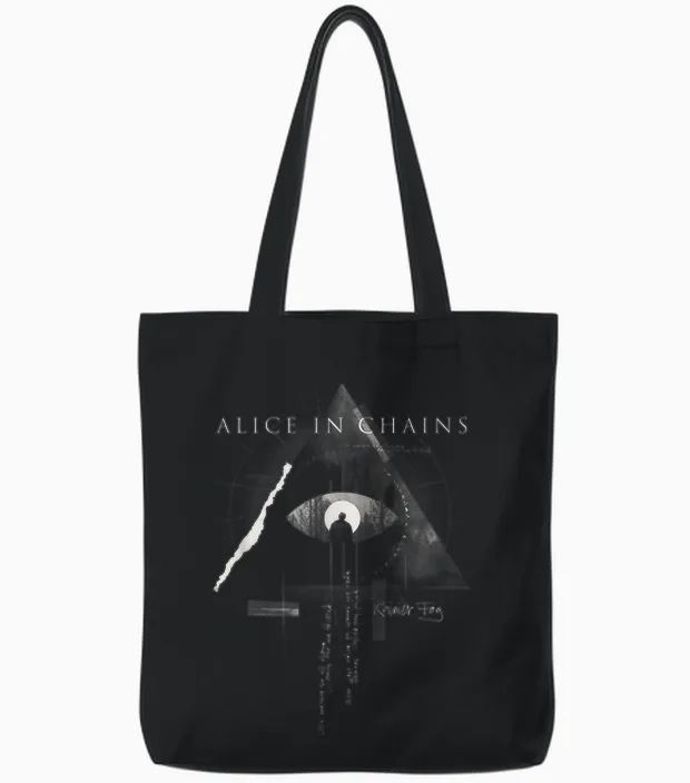 Alice in Chains - Rainier Fog T-Shirt, Black, S Tote Bags in Black